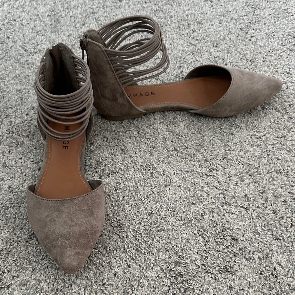 Rampage Taupe Women's Flats with Ankle Strap